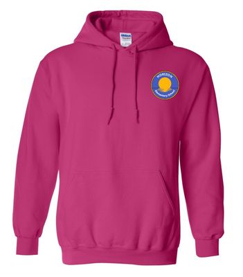 Horizon Elementary School - Heliconia Pink Horizon Logo Hoodie (Left Chest)