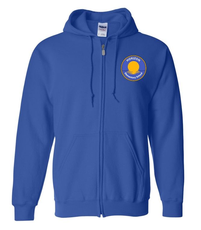 Horizon Elementary School - Royal Blue Horizon Logo Zip Hoodie