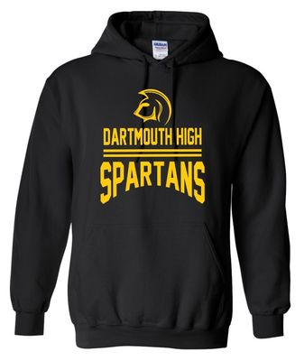 DHS - Black Dartmouth High Spartans Hoodie (Full Chest)
