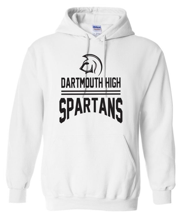 DHS - White Dartmouth High Spartans Hoodie (Full Chest)