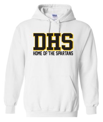 DHS - White Home of the Spartans Hoodie (Full Chest)