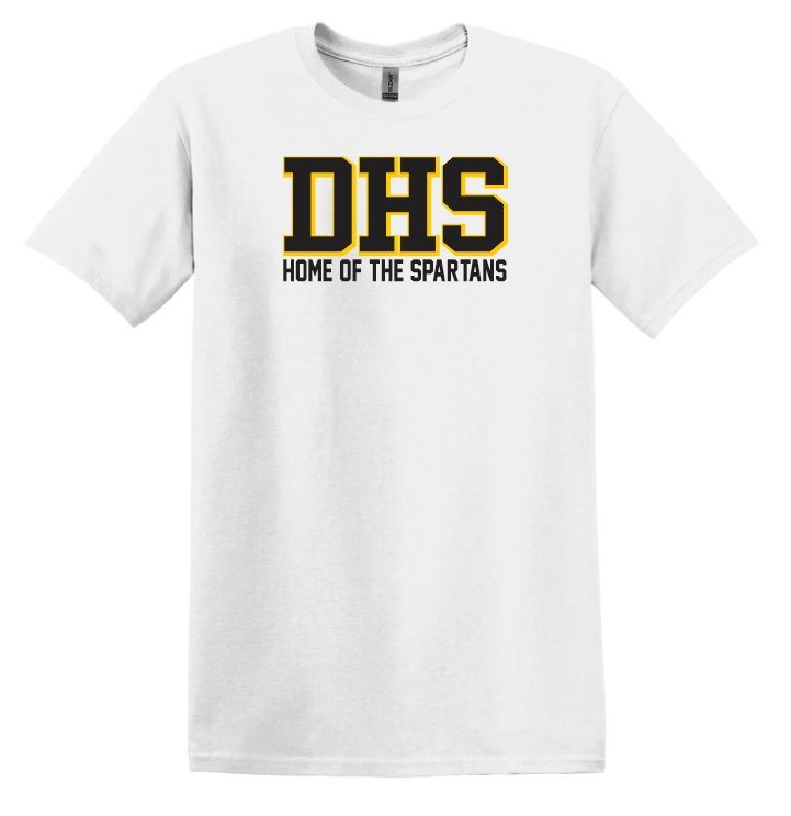DHS - White DHS Home of the Spartans T-Shirt (Full Chest)