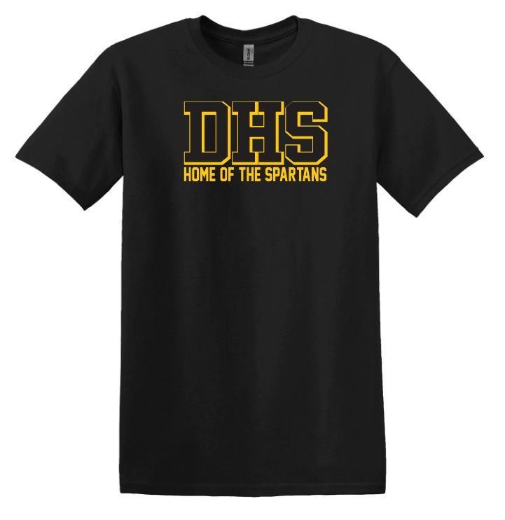 DHS - Black DHS Home of the Spartans T-Shirt (Full Chest)