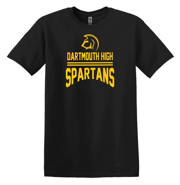 DHS - Black Dartmouth High Spartans T-Shirt (Full Chest)