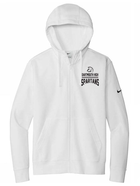 DHS - White Dartmouth High Spartans Nike Zip Hoodie