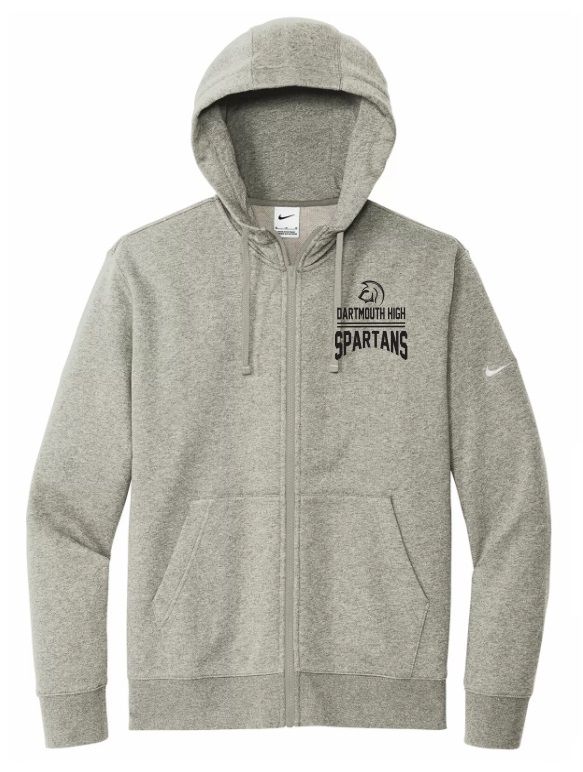 DHS - Dark Heather Grey Dartmouth High Spartans Nike Zip Hoodie