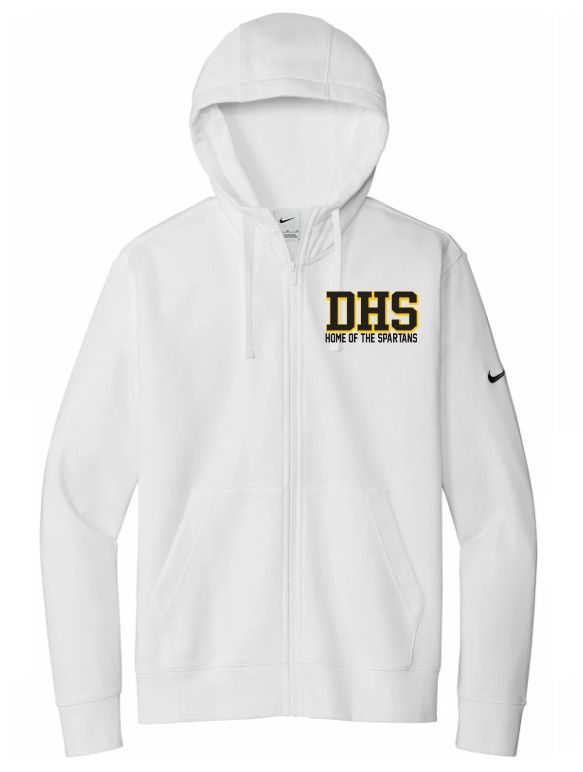 DHS - White DHS Home of the Spartans Nike Zip Hoodie