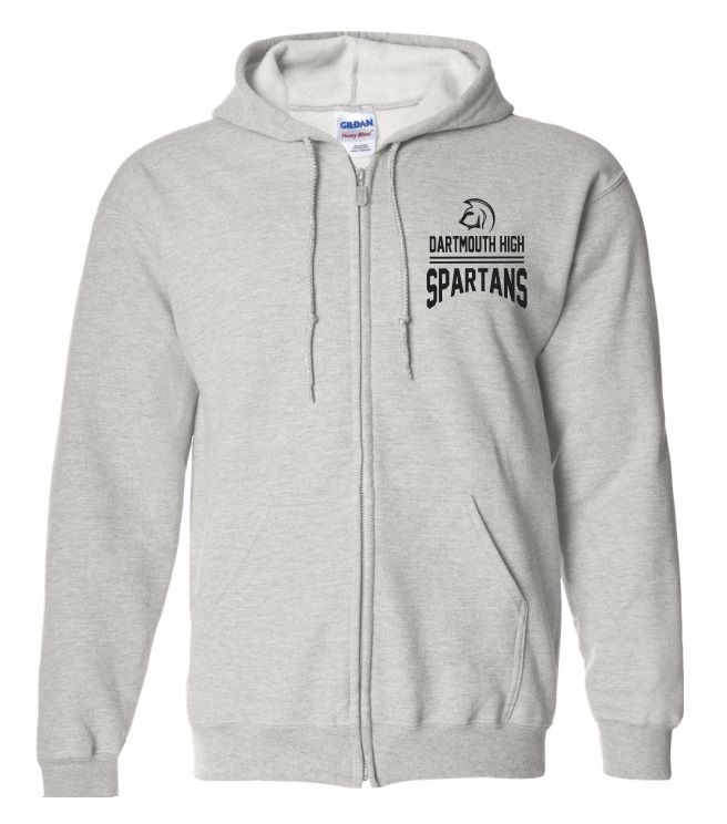DHS - Sport Grey Dartmouth High Spartans Zip Hoodie