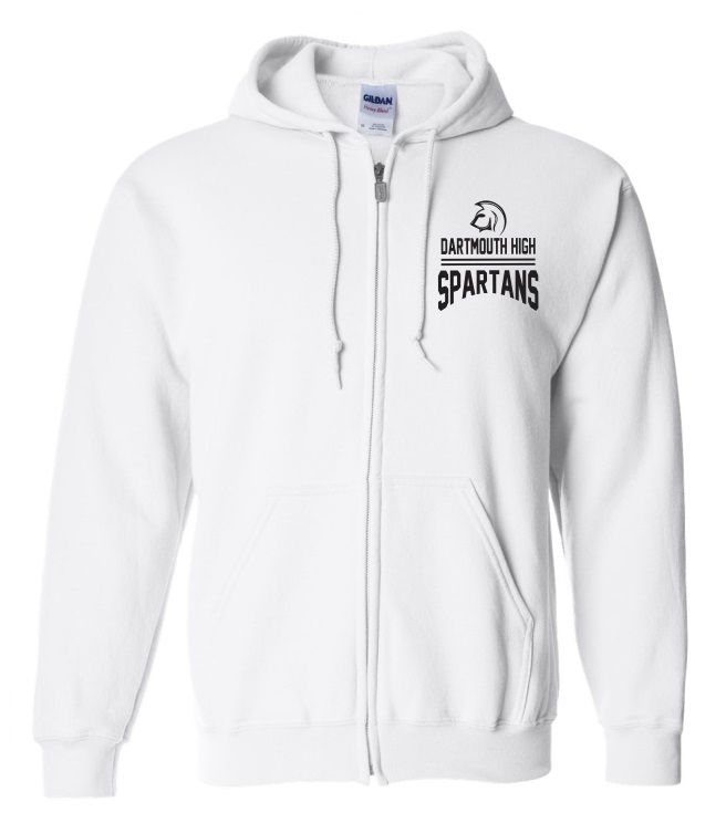 DHS - White Dartmouth High Spartans Zip Hoodie