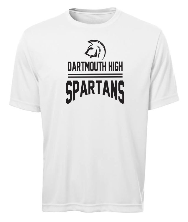 DHS - White Dartmouth High Spartans Short Sleeve Moist Wick (Full Chest)