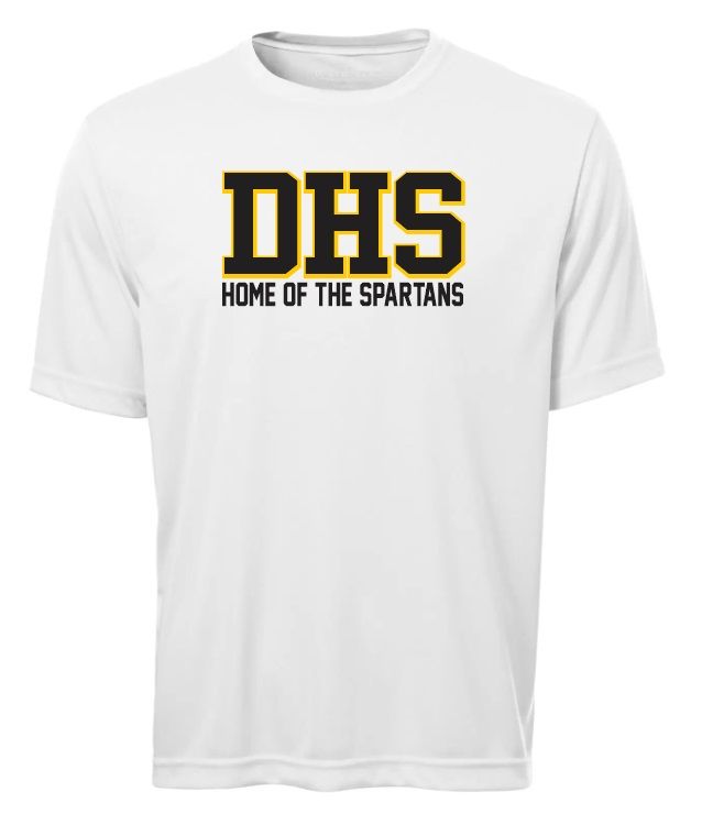DHS - White DHS Home of the Spartans Short Sleeve Moist Wick (Full Chest)
