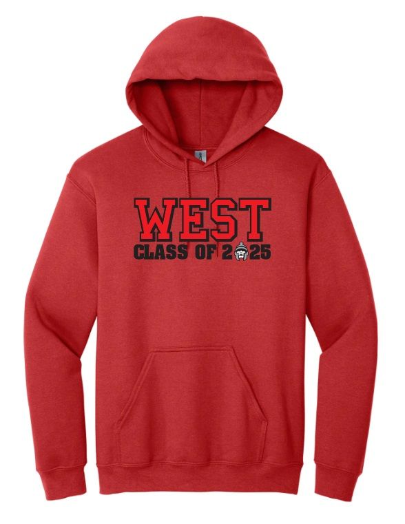 Halifax West High School  -  Red West Class of 2025 with Warrior Hoodie
