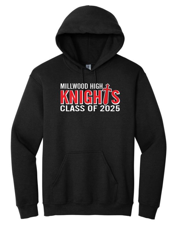 Millwood High - Black Millwood Knights Class of 2025 Hoodie (Full Chest)