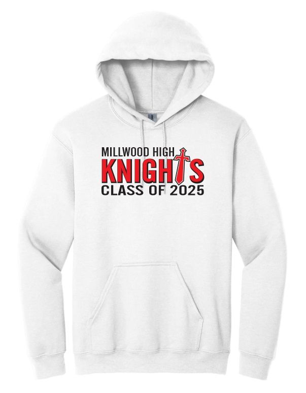 Millwood High - White Millwood Knights Class of 2025 Hoodie (Full Chest)