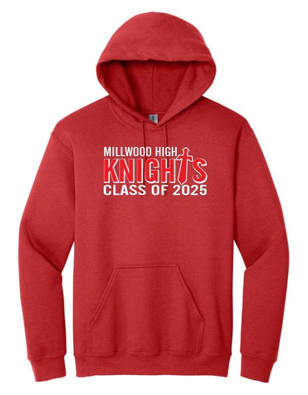 Millwood High - Red Millwood Knights Class of 2025 Hoodie (Full Chest)