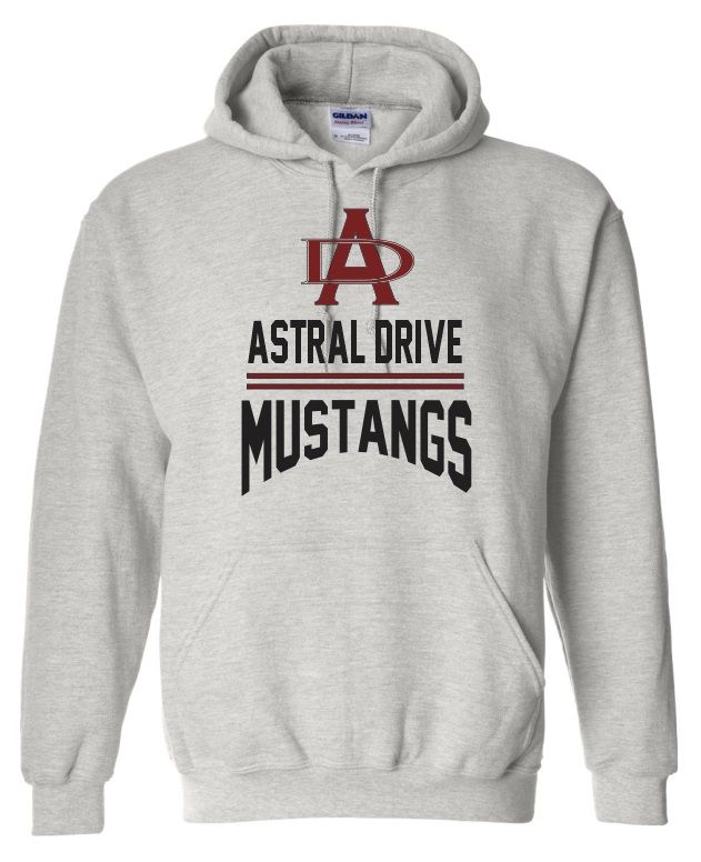 Astral Drive Junior High - Sport Grey Astral Drive Mustangs Hoodie (Full Chest)