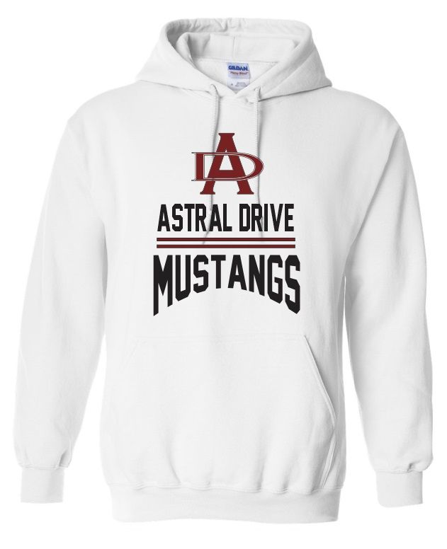 Astral Drive Junior High - White Astral Drive Mustangs Hoodie (Full Chest)