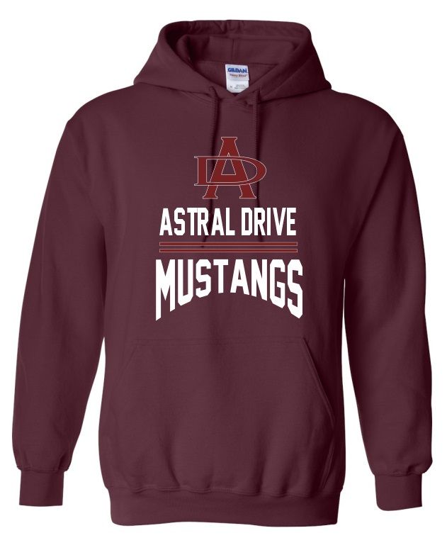 Astral Drive Junior High - Maroon Astral Drive Mustangs Hoodie (Full Chest)