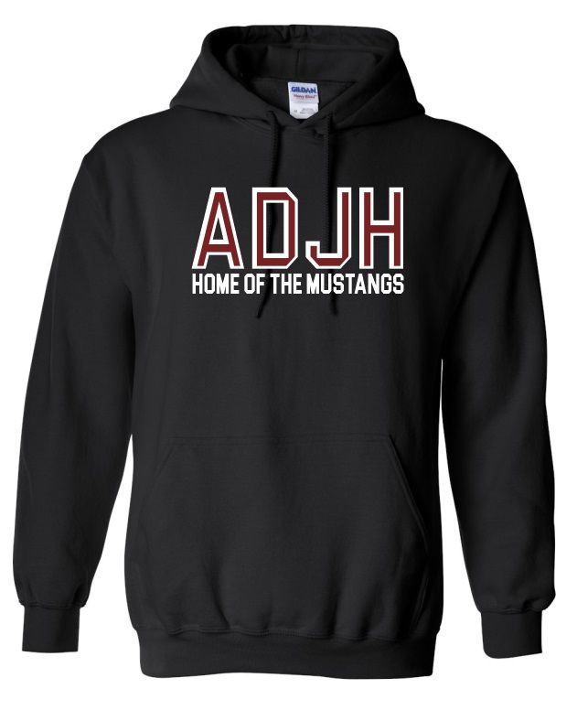 Astral Drive Junior High - Black ADJH Home of the Mustangs Hoodie (Full Chest)