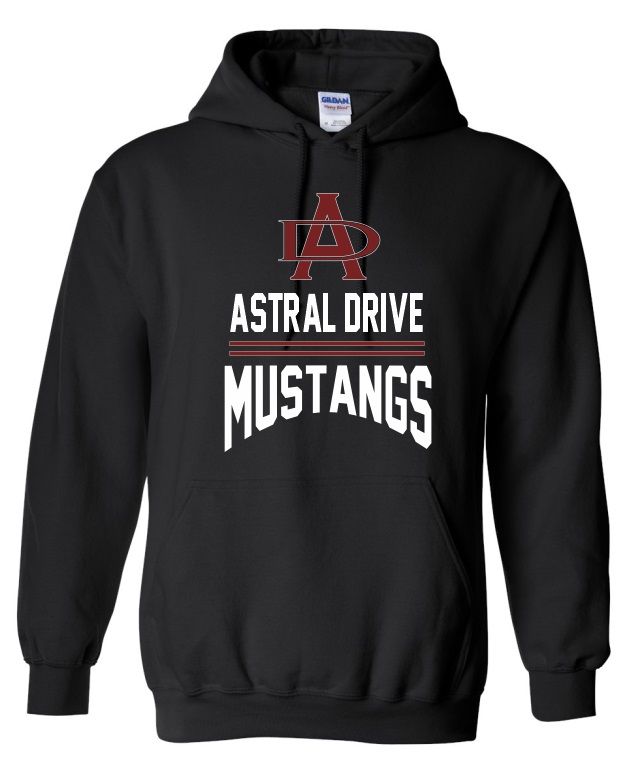 Astral Drive Junior High - Black Astral Drive Mustangs Hoodie (Full Chest)