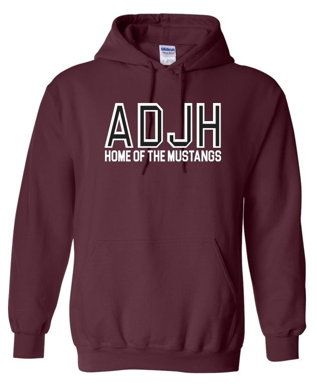 Astral Drive Junior High - Maroon ADJH Home of the Mustangs Hoodie (Full Chest)