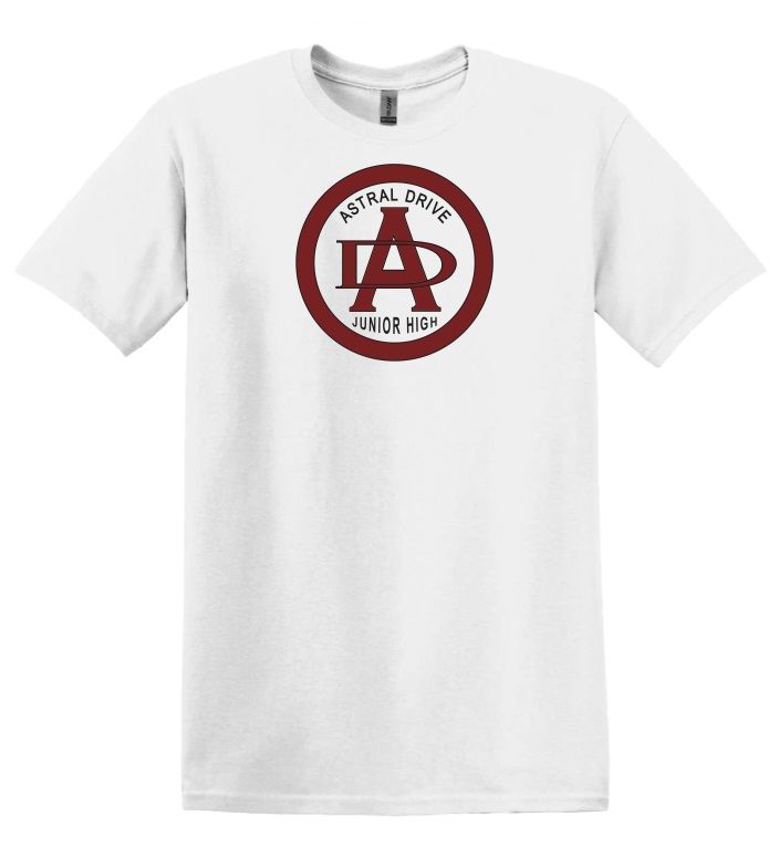 Astral Drive Junior High - White Astral Drive Logo Cotton T-Shirt (Full Chest)