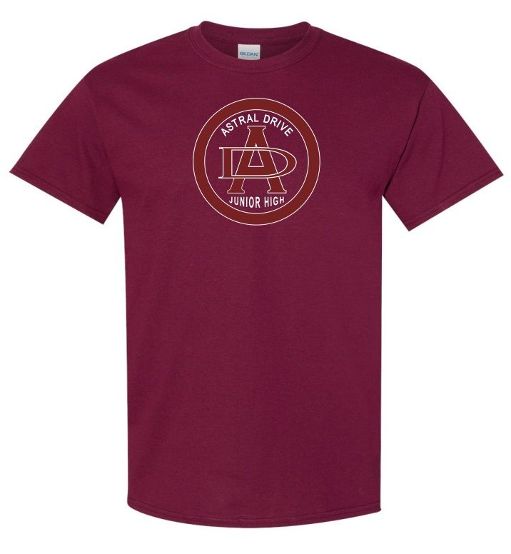 Astral Drive Junior High - Maroon Astral Drive Logo Cotton T-Shirt (Full Chest)