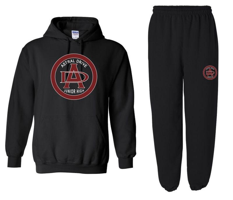 Astral Drive Junior High - Astral Drive Logo Sweatsuit (Black Hoodie &amp; Black Sweatpants)