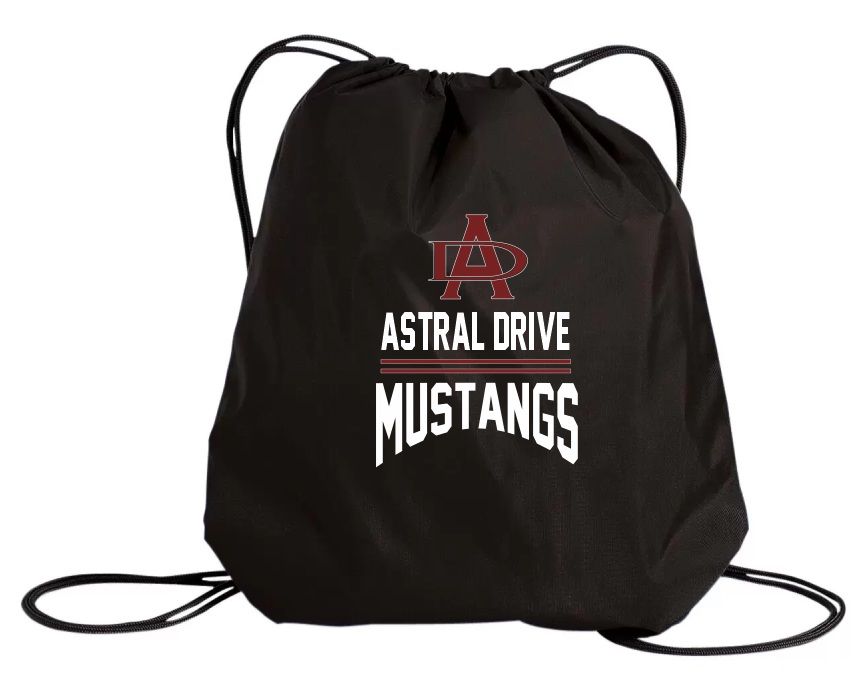 Astral Drive Junior High - Black Astral Drive Mustangs Logo Cinch Bag