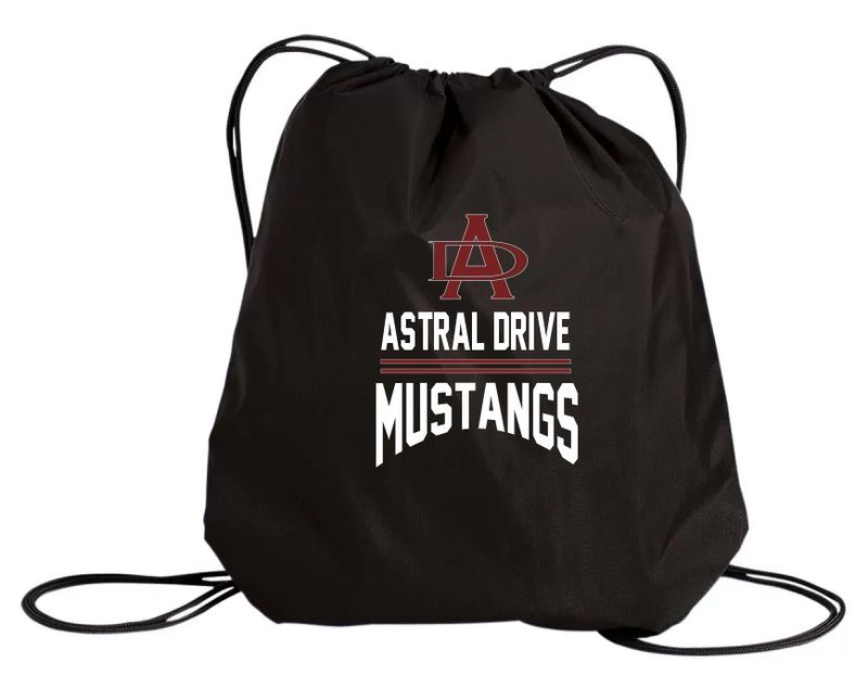 Astral Drive Junior High - Black Astral Drive Mustangs Logo Cinch Bag