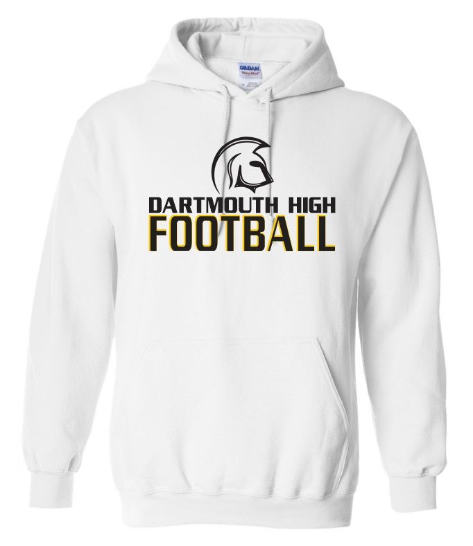 DHS - White Dartmouth High Football Hoodie (Full Chest)