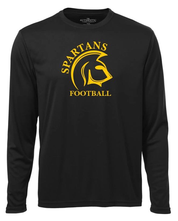 DHS - Black Spartans Football Long Sleeve Moist Wick Shirt (Full Chest)