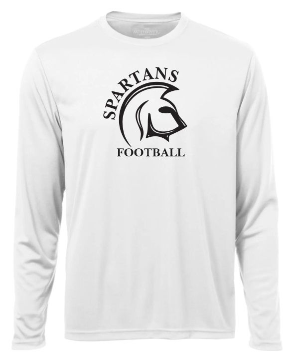 DHS - White Spartans Football Long Sleeve Moist Wick Shirt (Full Chest)