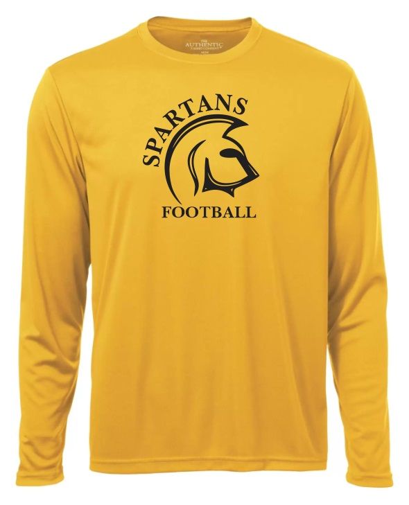 DHS - Sport Gold Spartans Football Long Sleeve Moist Wick Shirt (Full Chest)