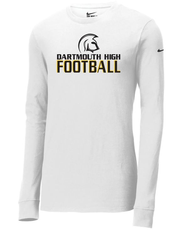 DHS - White Dartmouth High Football Nike Dri-FIT Long Sleeve Shirt (Full Chest)