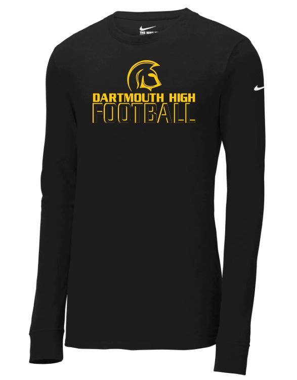 DHS - Black Dartmouth High Football Nike Dri-FIT Long Sleeve Shirt (Full Chest)