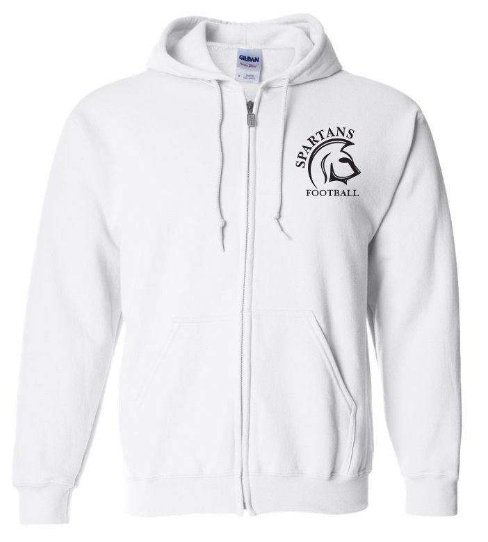 DHS - White Spartans Football Zip Hoodie