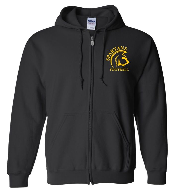 DHS - Black Spartans Football Zip Hoodie