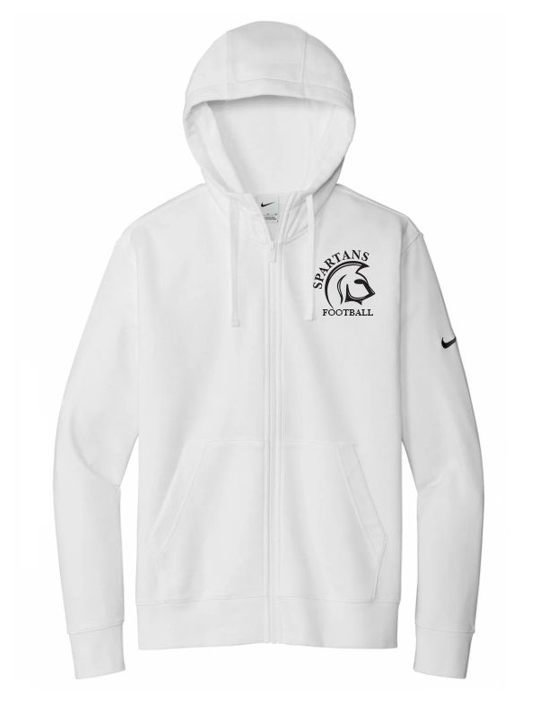 DHS - White Spartans Football Nike Zip Hoodie