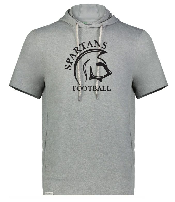 DHS - Heather Grey Spartans Football Short Sleeve Hoodie (Full Chest)