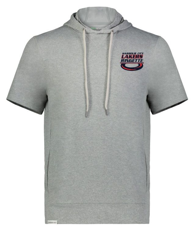 HCL - Heather Grey Harbour City Lakers Ring Short Sleeve Hooded Shirt (Left Chest)