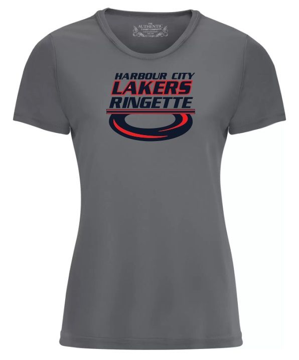 HCL - Coal Grey Ladies Harbour City Lakers Ring Moist Wick T-Shirt (Full Chest)