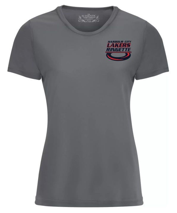 HCL - Coal Grey Ladies Harbour City Lakers Ring Moist Wick T-Shirt (Left Chest)