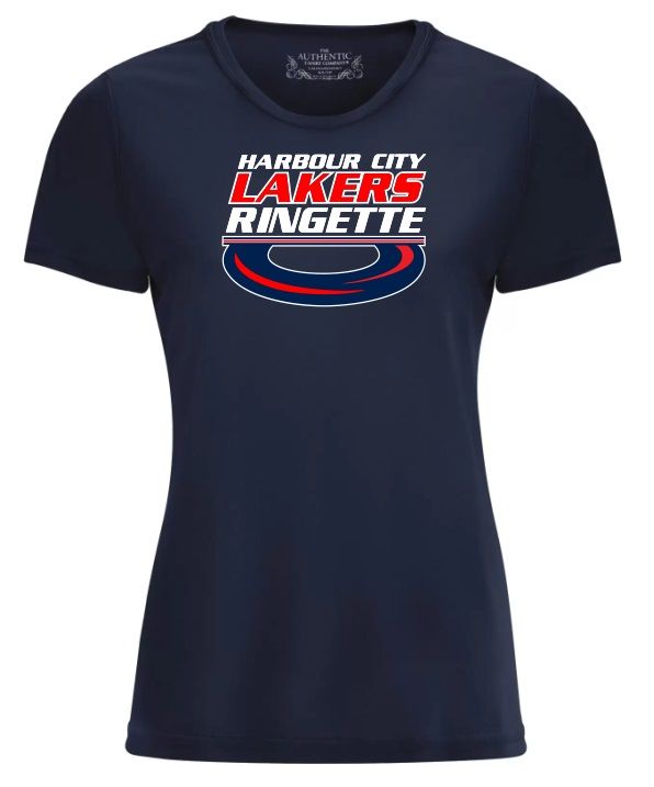 HCL - Navy Ladies Harbour City Lakers Ring Moist Wick T-Shirt (Full Chest)