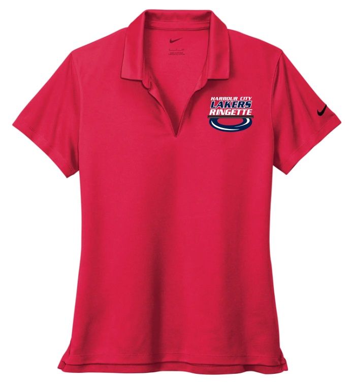 HCL - Ladies Red Nike Dri-FIT Harbour City Lakers Ring Polo (Left Chest)