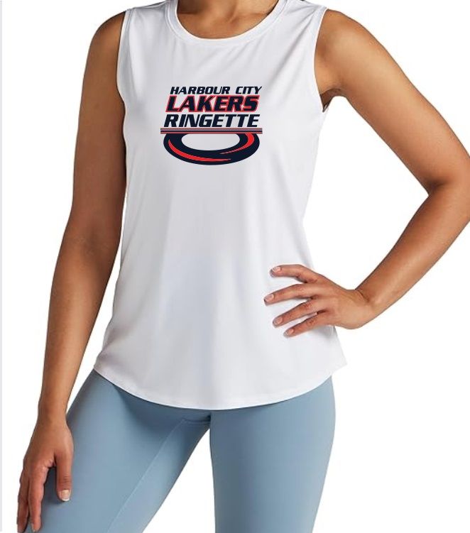 HCL - White Women&#39;s Harbour City Lakers Ring Workout Tank (Full Logo)