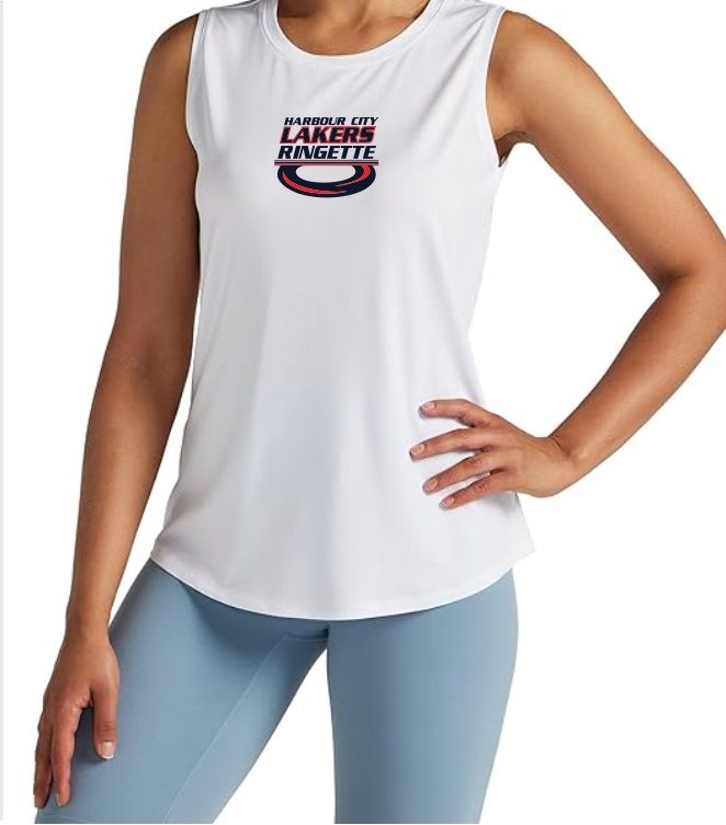 HCL - White Women&#39;s Harbour City Lakers Ring Workout Tank (Small Centered Logo)