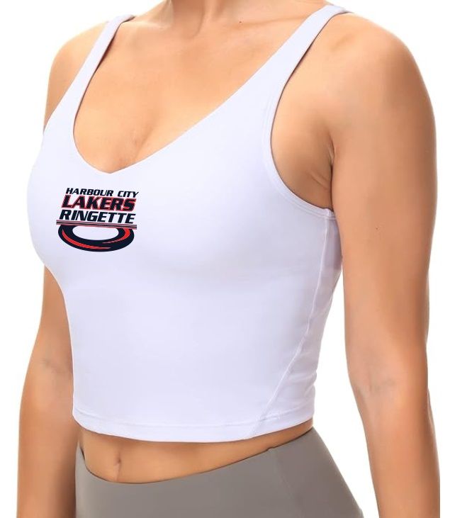 HCL -White Women&#39;s Harbour City Lakers Ring Crop Tank (Small Center Logo)
