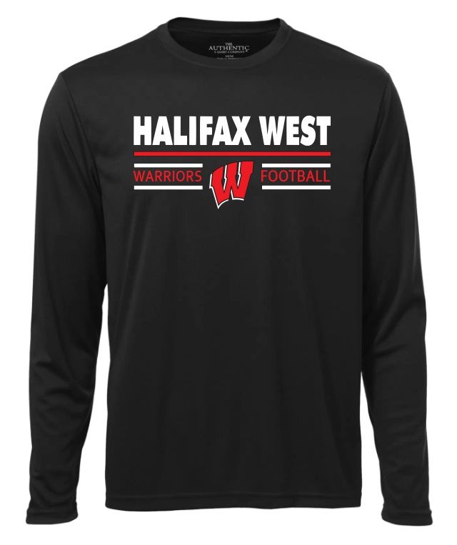 Halifax West High School - Black Halifax West Football Long Sleeve Performance Shirt (Full Chest)