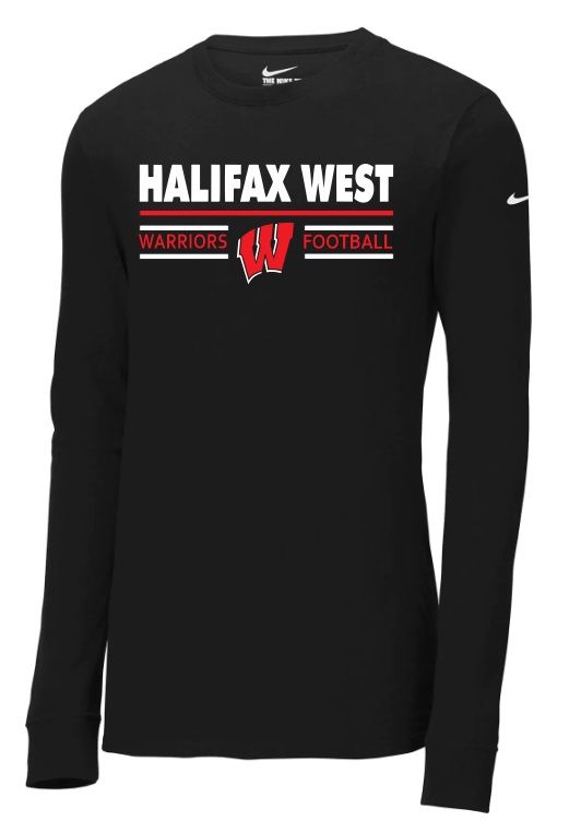 Halifax West High School - Black Halifax West Football Nike Dri-FIT Long Sleeve Shirt (Full Chest)